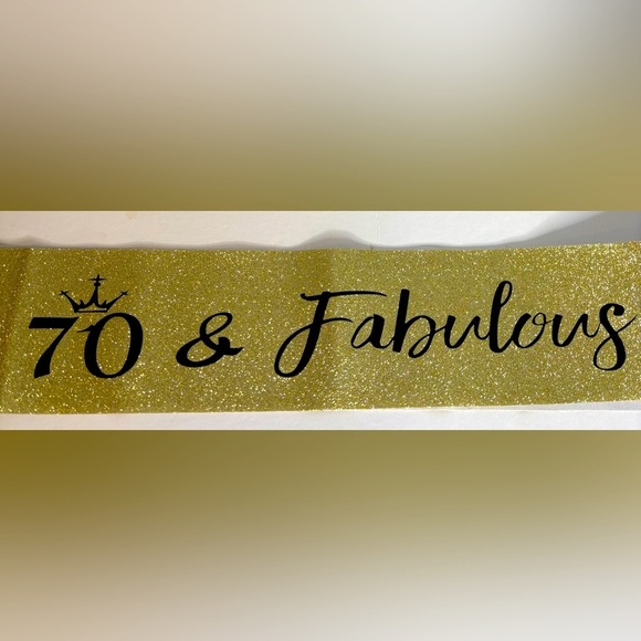 BIRTHDAY “70TH” SASH, CAKE TOPPER & HEADBAND - Picture 4 of 4